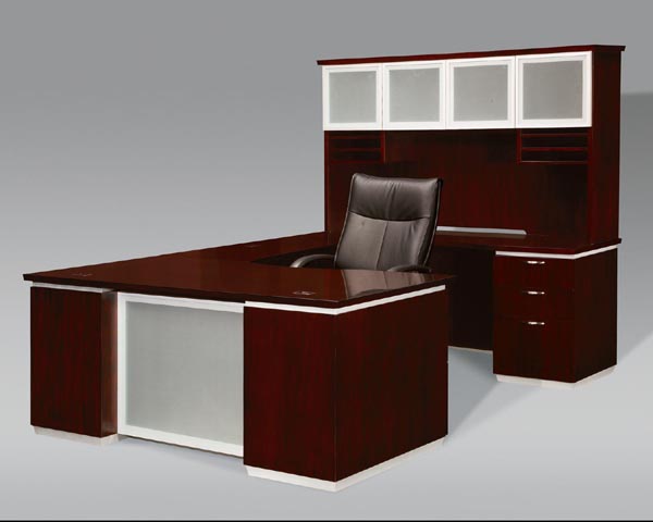 pimlico walnut veneer executive "U" desk with hutch from dmi office furniture