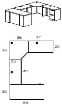 right cornet U workstation with a 42" return