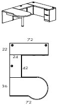 right P-top workstation with a 42" bridge