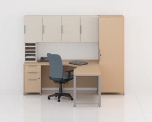 Quad desk credenza set