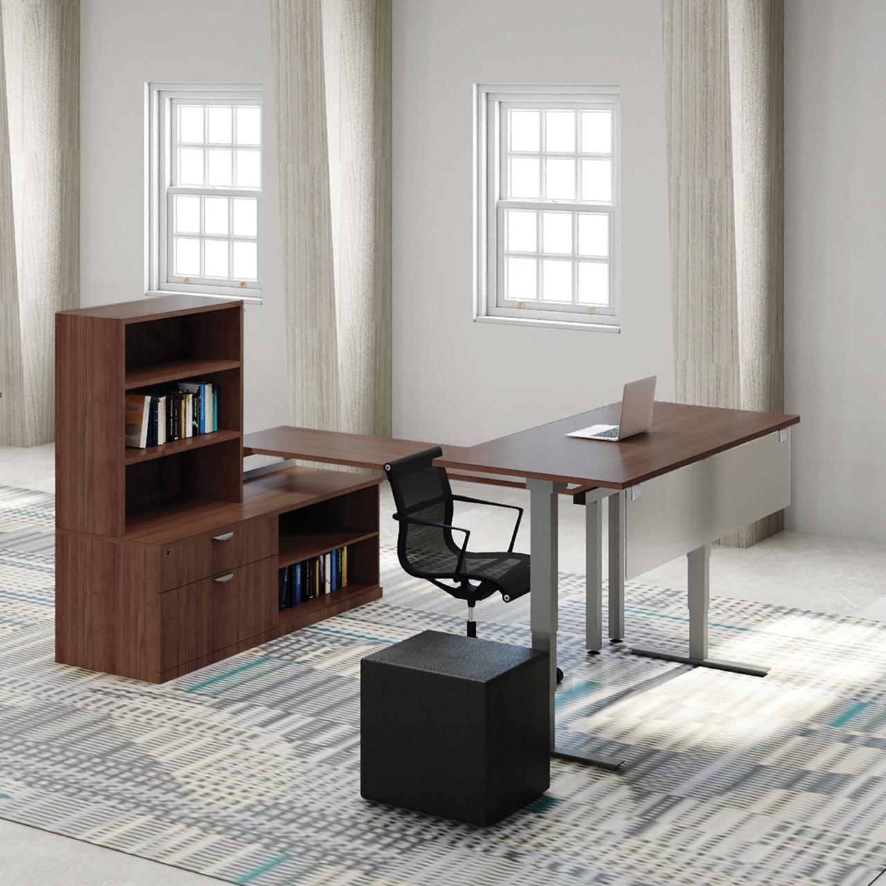 OS Laminate Series U Shaped Desk with Hutch and Storage